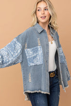 Load image into Gallery viewer, And The Why Paisley Print Quilted Sleeves Denim Jacket