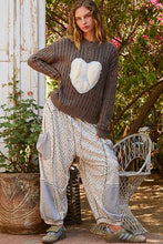 Load image into Gallery viewer, POL Cable-Knit Peace Patch Dropped Shoulder Sweater