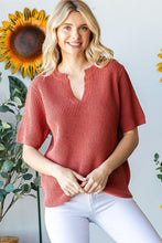 Load image into Gallery viewer, First Love Notched Short Sleeve Knit Top