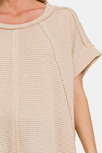 Load image into Gallery viewer, Zenana Waffle Exposed-Seam Short Sleeve T-Shirt