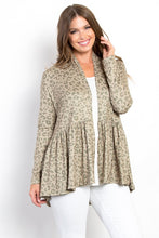 Load image into Gallery viewer, Be Stage Peplum Leopard Open Front Long Sleeve Cardigan