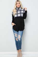 Load image into Gallery viewer, Celeste Pocketed Plaid Turtleneck Long Sleeve Blouse