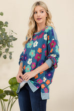 Load image into Gallery viewer, Celeste Side Slit Flower Print Long Sleeve Top
