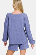 Load image into Gallery viewer, Zenana V-Neck Long Sleeve Ribbed Top and Shorts Set