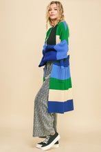 Load image into Gallery viewer, Davi &amp; Dani Color Block Kimono Sleeve Open Front Cardigan