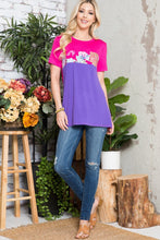 Load image into Gallery viewer, Celeste Flower Print Contrast Short Sleeve T-Shirt