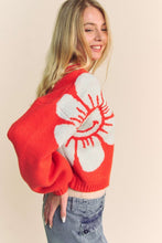 Load image into Gallery viewer, Davi &amp; Dani Flower Contrast Round Neck Long Sleeve Cardigan