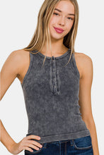 Load image into Gallery viewer, Zenana Washed Ribbed Half Snap Seamless Tank