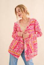 Load image into Gallery viewer, And The Why Printed Thermal Hooded Open Front Cardigan