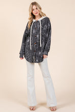 Load image into Gallery viewer, BOMBOM Drawstring Flower Print Button Up Shacket