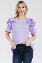 Load image into Gallery viewer, Celeste Ruffle Layered Short Sleeve Texture Top