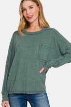 Load image into Gallery viewer, Zenana Contrast Stitching Brushed Ribbed Hacci Knit Top