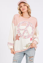 Load image into Gallery viewer, SAGE + FIG Peace &amp; Star Patch Contrast Round Neck Sweatshirt