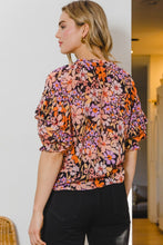 Load image into Gallery viewer, ODDI Full Size Floral Tie Neck Ruffled Blouse