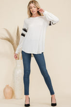 Load image into Gallery viewer, Celeste Plaid Detail Long Sleeve T-Shirt