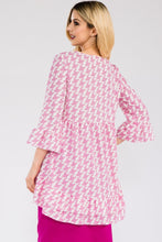 Load image into Gallery viewer, Celeste Houndstooth Flounce Sleeve High-Low Top