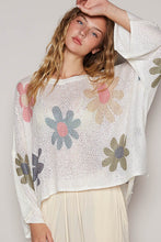 Load image into Gallery viewer, POL Flower Dropped Shoulder Long Sleeve Knit Top