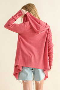 And The Why Thermal Hooded Open Front Cardigan with Pockets