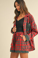 Load image into Gallery viewer, Annie Wear Contrast Plaid Long Sleeve Top and Shorts Set