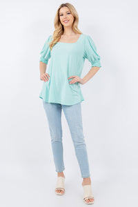 Celeste Swiss Dot Puff Sleeve Top