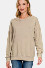 Load image into Gallery viewer, Zenana Washed Round Neck Dropped Shoulder Sweatshirt