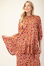 Load image into Gallery viewer, Celeste Floral Ruffled Top and Midi Skirt Set