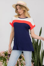 Load image into Gallery viewer, Celeste Color Block Round Neck Short Sleeve T-Shirt