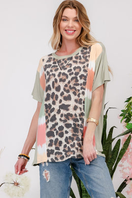 Celeste Leopard Color Block T-Shirt