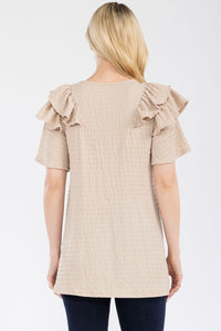 Celeste Ruffle Layered Short Sleeve Texture Top