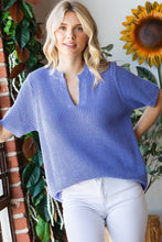 Load image into Gallery viewer, First Love Notched Short Sleeve Knit Top