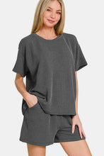 Load image into Gallery viewer, Zenana Rib Short Sleeve T-Shirt and Shorts Set