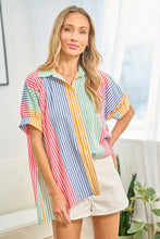 Load image into Gallery viewer, First Love Striped Button Down Short Sleeve Shirt