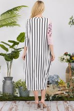 Load image into Gallery viewer, Celeste Floral Striped Contrast Midi-Dress with Pockets