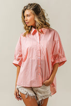 Load image into Gallery viewer, BiBi Button Up Striped Dolman Sleeve Shirt