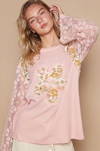 Load image into Gallery viewer, POL Flower Patch Lace Sleeve Knit Top