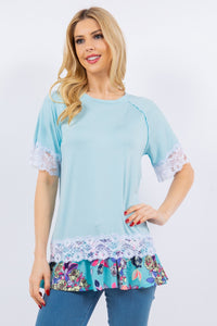 Celeste Lace Trim Short Sleeve Top