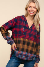 Load image into Gallery viewer, Haptics Plaid Edge Cut Detail Hooded Top