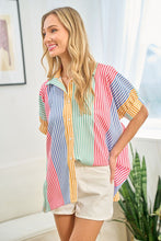 Load image into Gallery viewer, First Love Striped Button Down Short Sleeve Shirt