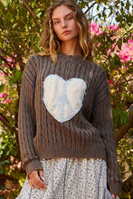 Load image into Gallery viewer, POL Cable-Knit Peace Patch Dropped Shoulder Sweater