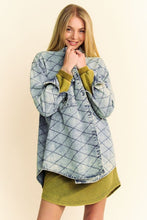 Load image into Gallery viewer, Davi &amp; Dani Curved Hem Diamond Quilted Button Up Denim Shacket