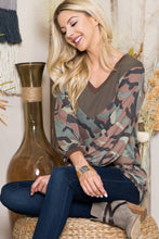 Load image into Gallery viewer, Celeste Camouflage V-Neck Balloon Sleeve Top