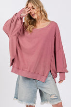 Load image into Gallery viewer, SAGE + FIG Mineral Wash Side Slit Oversized Sweatshirt