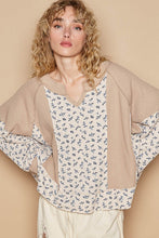 Load image into Gallery viewer, POL Waffle Knit Floral Notched Long Sleeve Top