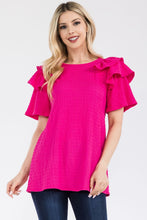 Load image into Gallery viewer, Celeste Ruffle Layered Short Sleeve Texture Top