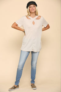 Celeste Crisscross Cutout Short Sleeve T-Shirt