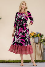 Load image into Gallery viewer, Celeste Paisley Print Lace Ruffled Midi Dress