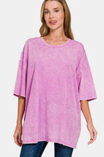 Load image into Gallery viewer, Zenana Washed Round Neck Drop Shoulder Oversized T-Shirt