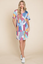 Load image into Gallery viewer, BOMBOM Ruched Color Block Short Sleeve Dress