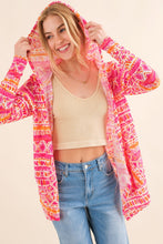 Load image into Gallery viewer, And The Why Printed Thermal Hooded Open Front Cardigan