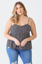 Load image into Gallery viewer, Zenobia Plus Size Frill Smocked Floral Sweetheart Neck Cami